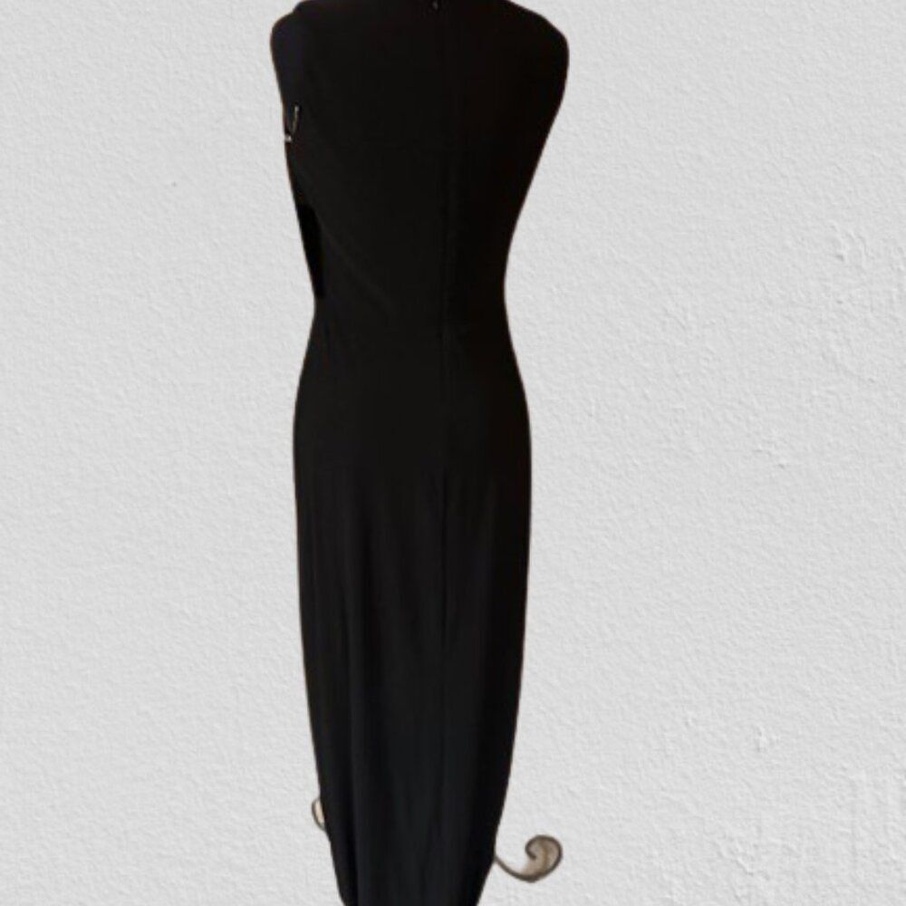 Black Gathered Ruffle Evening Dress 4381 Size 4 NWT